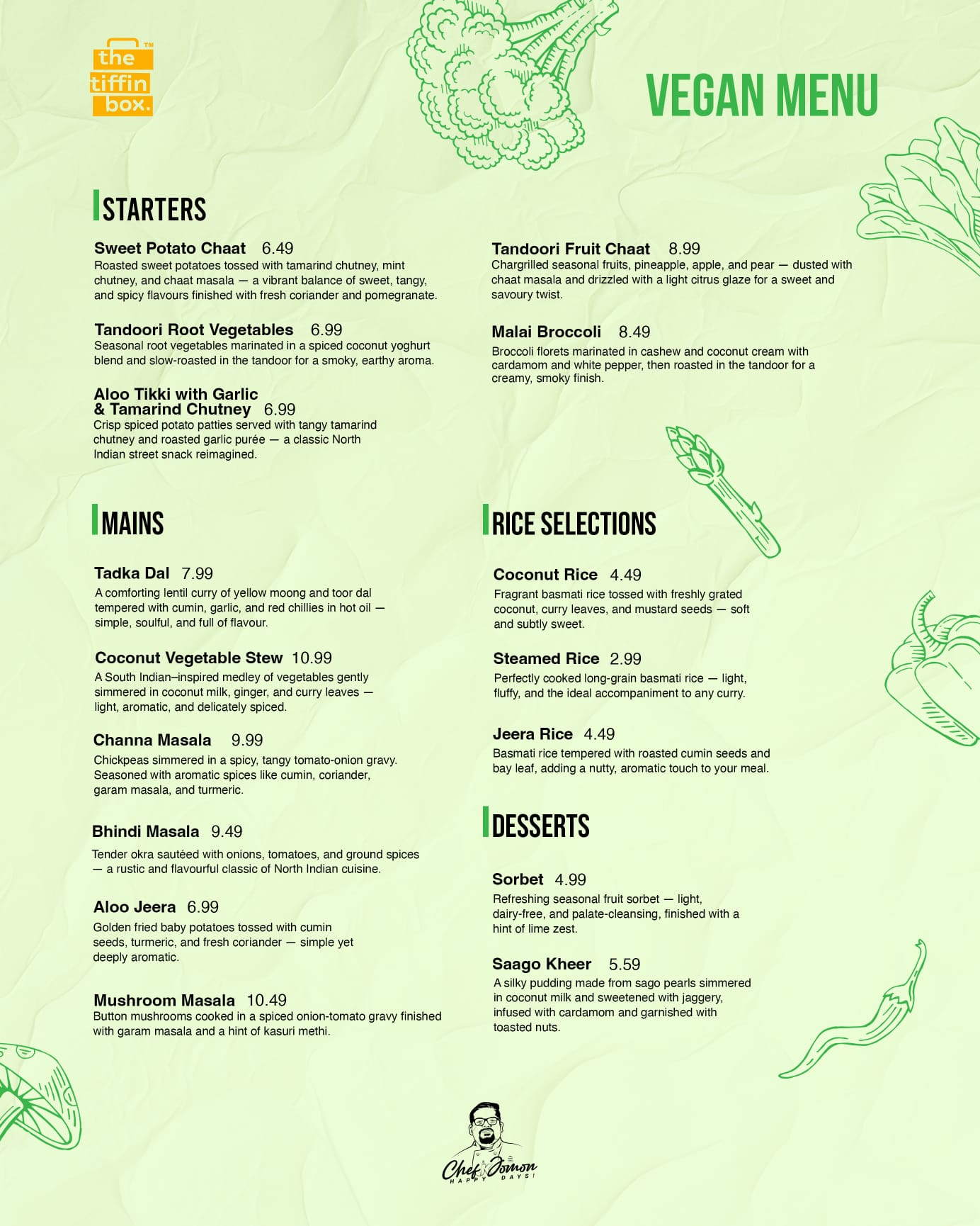 Vegan Menu